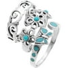 Sterling Silver Created Turquoise Toe Ring Set