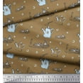 thumbnail image 2 of Soimoi Brown Cotton Voile Fabric Windmill & Watering Can Garden Accessories Print Sewing Fabric Yard 42 Inch Wide, 2 of 3