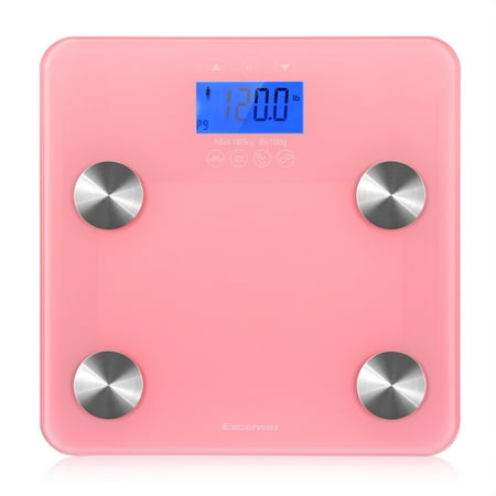 Body Fat Scale,EXCELVAN 400 lb High Precision Body Fat Scale LCD Display Measuring Weight Fat Muscle Bone Water KCAL BMI 6mm Tempered Glass Platform 10 Users