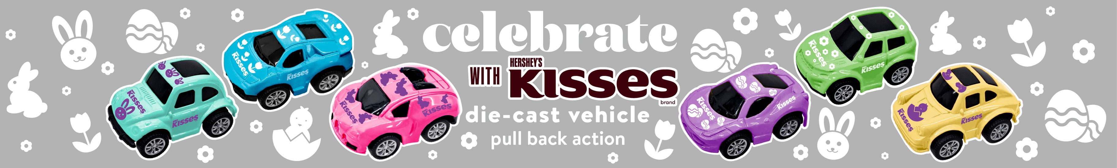 Hershey KISSES Pull-Back Mini Die-Cast Race Car in Surprise Capsule – Candy-Themed Toy Vehicle