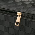 thumbnail image 3 of Bolsa de maquillaje con forma de almohada a cuadros, bolsa de lavado impermeable portátil de gran capacidad, bolsa de almacenamiento de viaje (color: Negro), 3 of 5