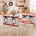 thumbnail image 2 of Cute Snowman Chair Covers Set of 8 Wood Grain Red Black Plaid Winter Christmas Chair Back Covers Stretch Removable Washable Slipcovers Protector for Dining Room Kitchen Party Decor, 2 of 5
