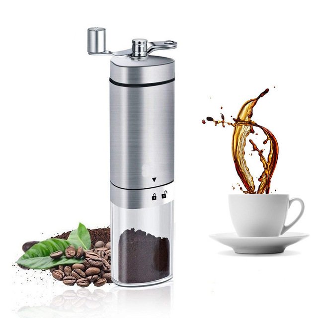 Manual Coffee Grinder Stainless Steel, Portable Hand Coffee Bean Grinder with Adjustable Conical Ceramic Burr & Brush, Hand Crank Grinder Grinder for Espresso French Press Turkish Brew