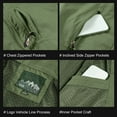 thumbnail image 4 of PiGOGI Men's Outdoor Running Hooded Jacket Solid Color Fitness Long Sleeve Zipper Pocket Windbreaker for Summer Army Green XXXL, 4 of 6