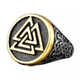 thumbnail image 5 of K-KED Nordic Trend Viking Odin Triangle Rune Men's Stainless Steel Rings Sizes 7-13-Silver-7, 5 of 6