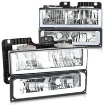 DNA Motoring For 88-00 Chevy GMC C/K LED DRL 4PCS Headlight Bumper Parking Signal Lamps Chrome