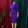 thumbnail image 5 of AURA Plus Size Elegant African Bodycon Midi Dress Large Lapel Three Quarter Sleeve High Waist Work Office Dress, 5 of 9