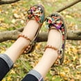 thumbnail image 4 of Quaouag Women's Beading Round Toe Embroidered Shoes Lace Up Colorful Casual Flats Shoes, 4 of 6
