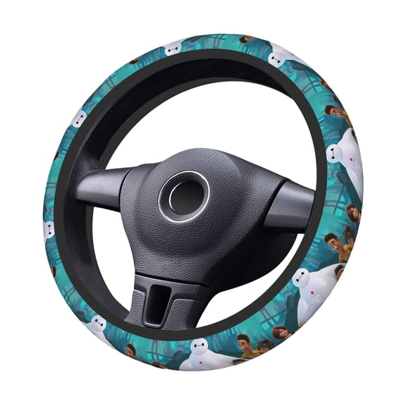 Big-Hero-6-Baymax Steering Wheel Cover Elastic Stretch Breathable Vehicle Steering Wheel Protector Car Interior Accessories