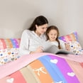 thumbnail image 5 of Homewish Cartoon Love Heart Twin Bedding Sets 7-Piece, Rainbow Stripes Abstract Bedding Comforter Set, Princess Bow-tie Reversible Sheet Sets, Ultra Soft Bedroom Decor, 5 of 8