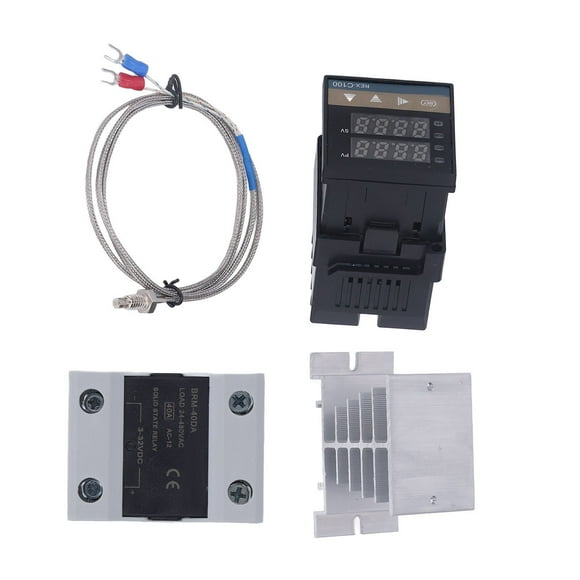Digital PID Thermostat, Waterproof Probe Self Adjusting PID Temperature Controller K Thermocouple White Heat Sink for Farm Breeding 25A,40A