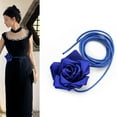 thumbnail image 2 of Ribbon Waist Belt Lovely Rose Flower Embellishment Long Chain Necklace Adjustable Waist Girdle for Formal Occasion, 2 of 9