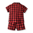 thumbnail image 4 of Gyexs Boys Pajamas 2PC Set Short Sleeve Lapel Button Plaid Tee & Shorts PJs Outfits(Girls), 4 of 7