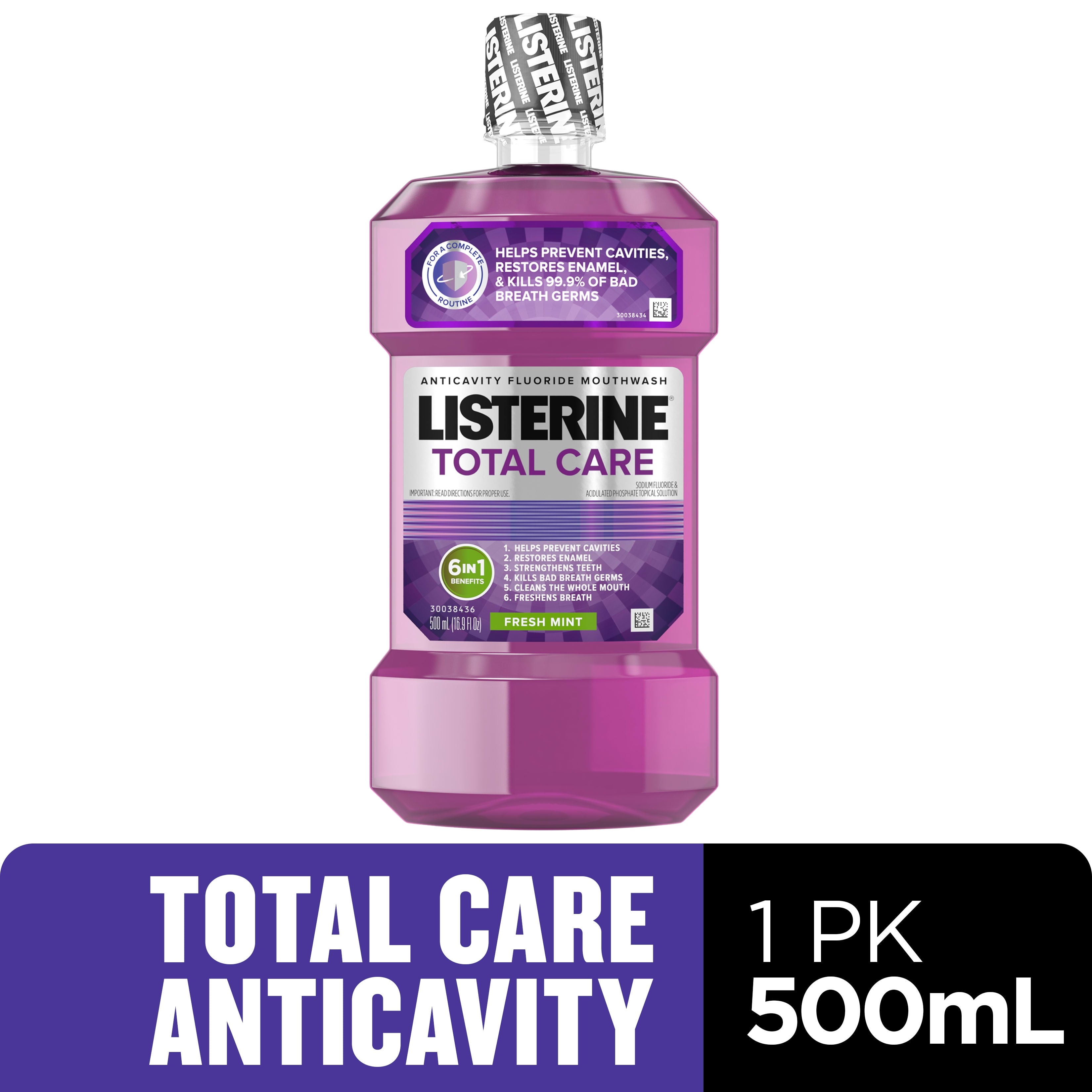 Listerine Total Care Zero Alcohol-Free Mouthwash, Fresh Mint, 1 L