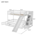 thumbnail image 6 of Twin Over Full Bunk Bed with Slide, Storage Staircase, Solid Wooden Floor Bunk Beds with Guardrails and Door, Maximize Space（White), 6 of 9