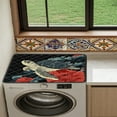 thumbnail image 4 of ZIATUBLES Turtle Flower Washing Machine Dustproof Top Cover Water Resisitant Washer Dryer Protector Top Protector Mat Versatile Home Laundry Room Kitchen Decor Accessories, 24 x 19.7 Inch, 4 of 7