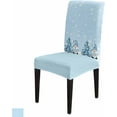 thumbnail image 4 of Chair Covers for Dining Room Set of 4,Christmas Trees Gnomes Stretch Seat Protector Removable Washable Chairs Slipcovers for Kitchen Banquet Wedding Hotel,Winter Snowflake on Blue, 4 of 6