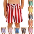 thumbnail image 3 of SONXAHE Big Boy' Shorts Elastic Waist Striped Print Loose Shorts Outdoor Lightweight Athletic Bottoms Purple, 3 of 3
