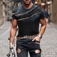 thumbnail image 2 of European And American Round Neck Casual Ethnic Style Retro Printed Short Sleeve T-shirt Top 2XL, 2 of 5