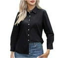 thumbnail image 2 of hotojiny Button down Shirts for Women Long Sleeve Tops Casual Loose Laple Solid Color Basic Blouse Fall, 2 of 7