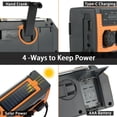 thumbnail image 3 of Solar Powered, Handheld Emergency Radio - 5000 mAh - Power Bank Power Display - Portable Radio - Orange, 3 of 5