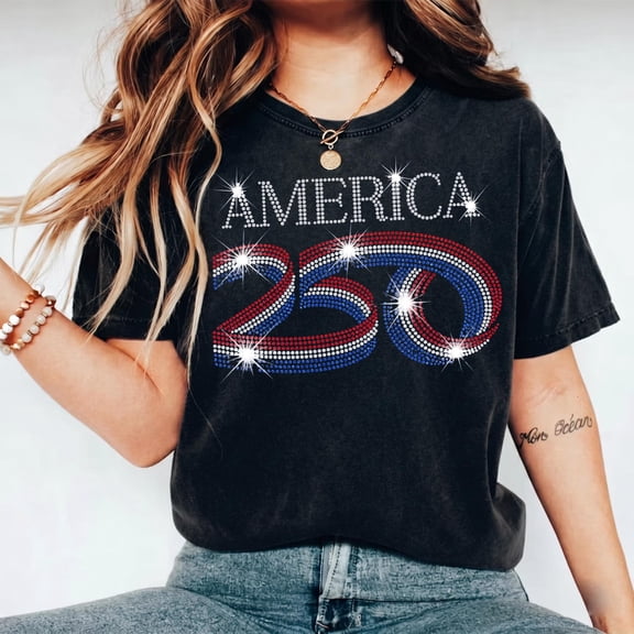 America 250 Shirt, USA 250 Years Faux Rhinestone Mega Bling Shirt, USA 250th Anniversary Shirt, Independence Day Bling Shirt, 1776-2026 Tee