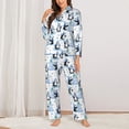 thumbnail image 2 of Fotbe Playful Penguins and Snowmen Pattern Long Sleeve Pajama Set for Women,Sleepwear Set,2-piece Loungewear Set,Soft PJs Comfy Nightwear with Pockets -Large, 2 of 7