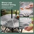 thumbnail image 5 of Round Outdoor Tablecloth with Umbrella Hole and Zipper, Grey Palm Leaves Tablecloth with Elastic Waterproof, Summer Botanical Tropical Leaf Patio Table Covers for 55" - 60" Picnic Pool Tables, 5 of 9