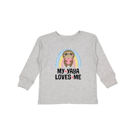 

Inktastic My Yaya Loves Me Granddaughter Sloth Rainbow Girls Long Sleeve Toddler T-Shirt