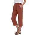 thumbnail image 3 of Aboser Women's Cotton Linen Capri Pants Wide Leg Lounge Pants Elastic High Waisted Capris Solid Color Beach Vacation Trousers Comfy Soft Crop Pants with Pockets, 3 of 9