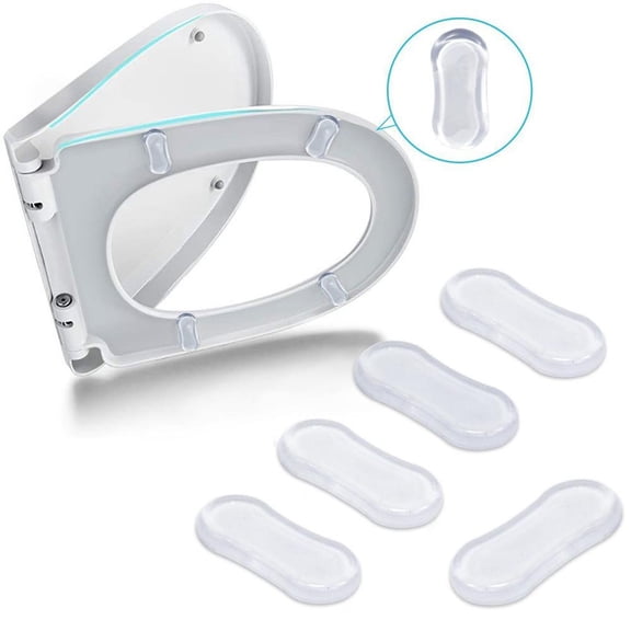 toilet Seat Bumpers, Cushioned toilet Seat, 1X1 in Pu Gel, Bathroom toilet, Cabinet Pads Bumpers Quiet, Clear, Universal Fit, 5 Pc