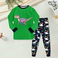 thumbnail image 2 of Hessimy Toddler Boys Girls Spring Summer Cute Pattern 2Pcs Long Sleeve Breathable Soft Sleepwear Pajamas, Summer Thermal Wear,12M-5Y(Green,3-4 Years), 2 of 5