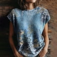 thumbnail image 4 of ZJXFGS Knit Pullover Tops Women Women Short Sleeve Sweater Womens Short Sleeve Sweaters Sweaters for Women Trendy Blue L, 4 of 5
