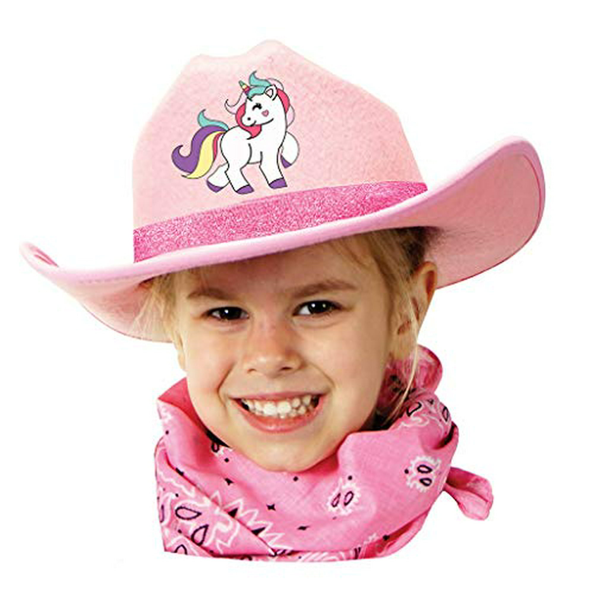 Unicorn Cowboy Hat with Bandanna Pink Sparkle