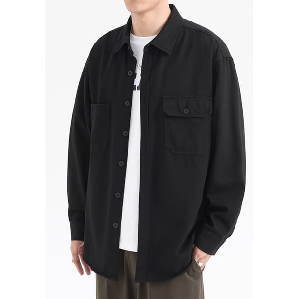 Camisa de hombre, camisa casual de manga larga, chaqueta, camisa de corte regular con botones
