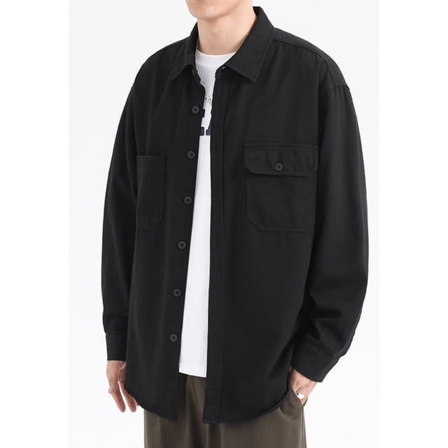 Camisa de hombre, camisa casual de manga larga, chaqueta, camisa de corte regular con botones