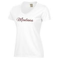 thumbnail image 2 of Women's  White Montana Grizzlies Script Logo Comfort Wash V-Neck T-Shirt, 2 of 3