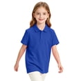 thumbnail image 6 of Girls Short Sleeve Basic Pique Polo Shirts School Uniform Golf Shirts Royal Blue 120, 6 of 7