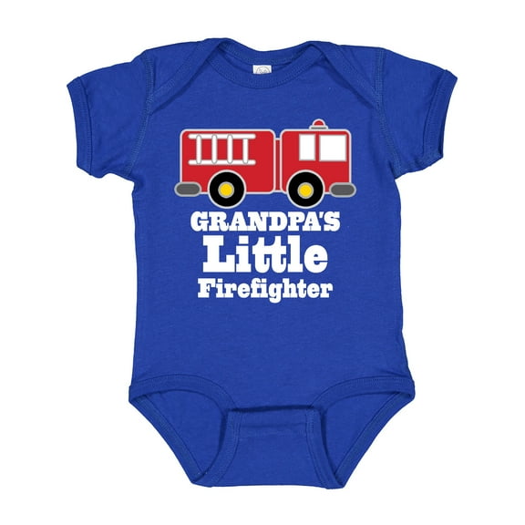 Inktastic Grandpa Little Firefighter Boys Fire Truck Boys Baby Bodysuit