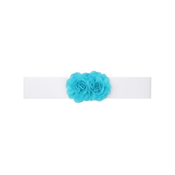 Cinturón elástico de doble flor de chiffon grande para mujer INSPIRE CHIC, elegante para vestido, 26.8x2.4 pulgadas, azul