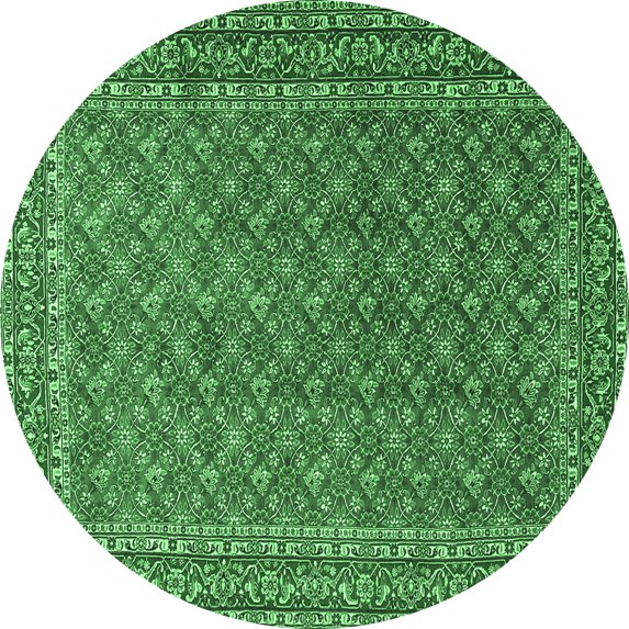 Ahgly Company Indoor Round Persian Emerald Green Traditional Area Rugs, 3' Round