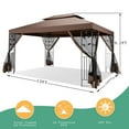 thumbnail image 6 of HOTEEL 10x13ft Metal Patio Gazebo, Outdoor Gazebo Canopy Tent for Backyard with Mosquito Netting, Gazebos Shelter with Steel Frame, Patio Covers for Shade and Rain, Brown, 6 of 8