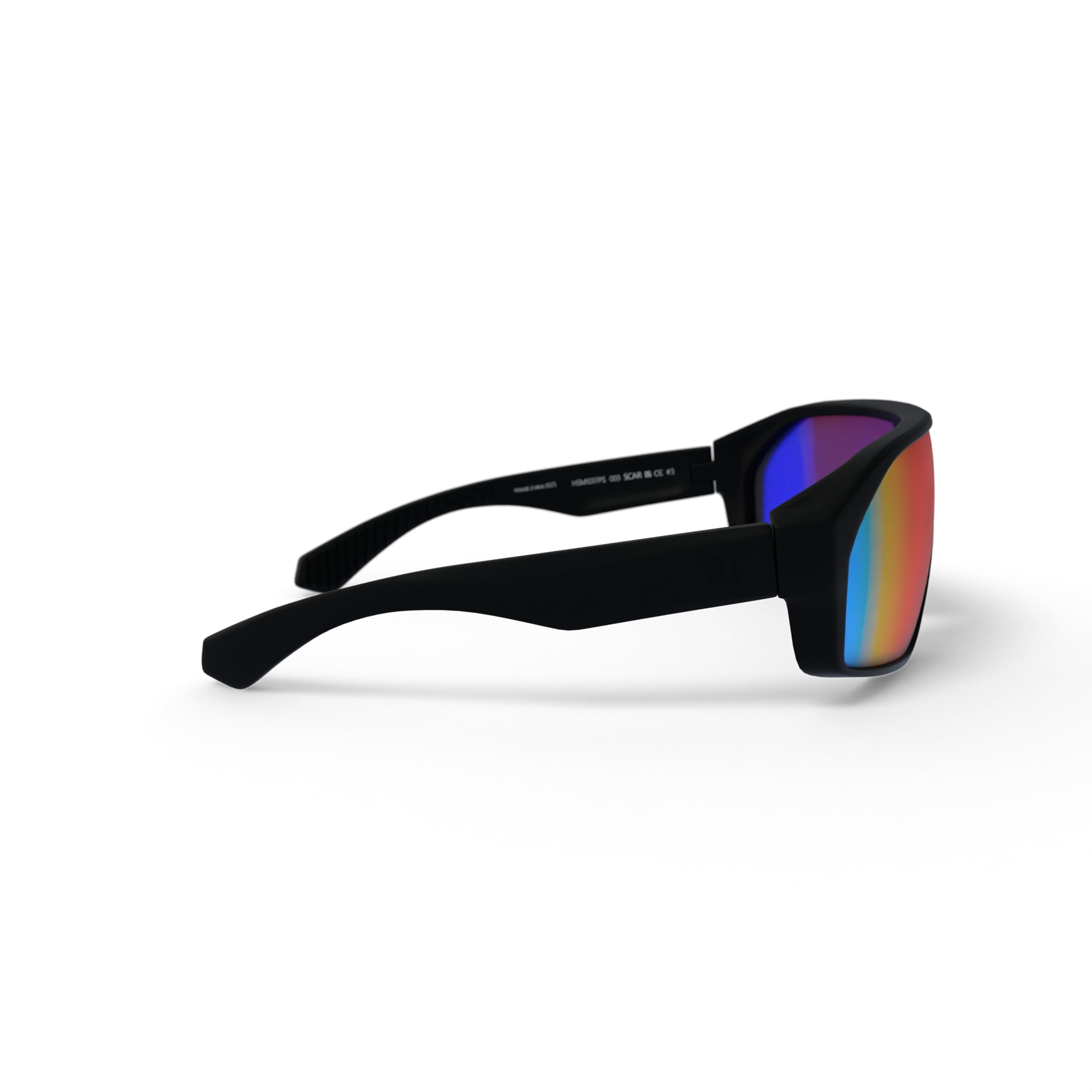Hurley Scar HSM1017PS Shield Sunglasses Matte Black Frame Red Mirror Polarized Lens with AR Coating
