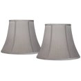 thumbnail image 1 of Set of 2 Softback Round Bell Lamp Shades Pewter Gray Medium 8" Top x 14" Bottom x 11" Slant x 10.5" High Spider with Replacement Harp and Finial Fitting - Springcrest, 1 of 5