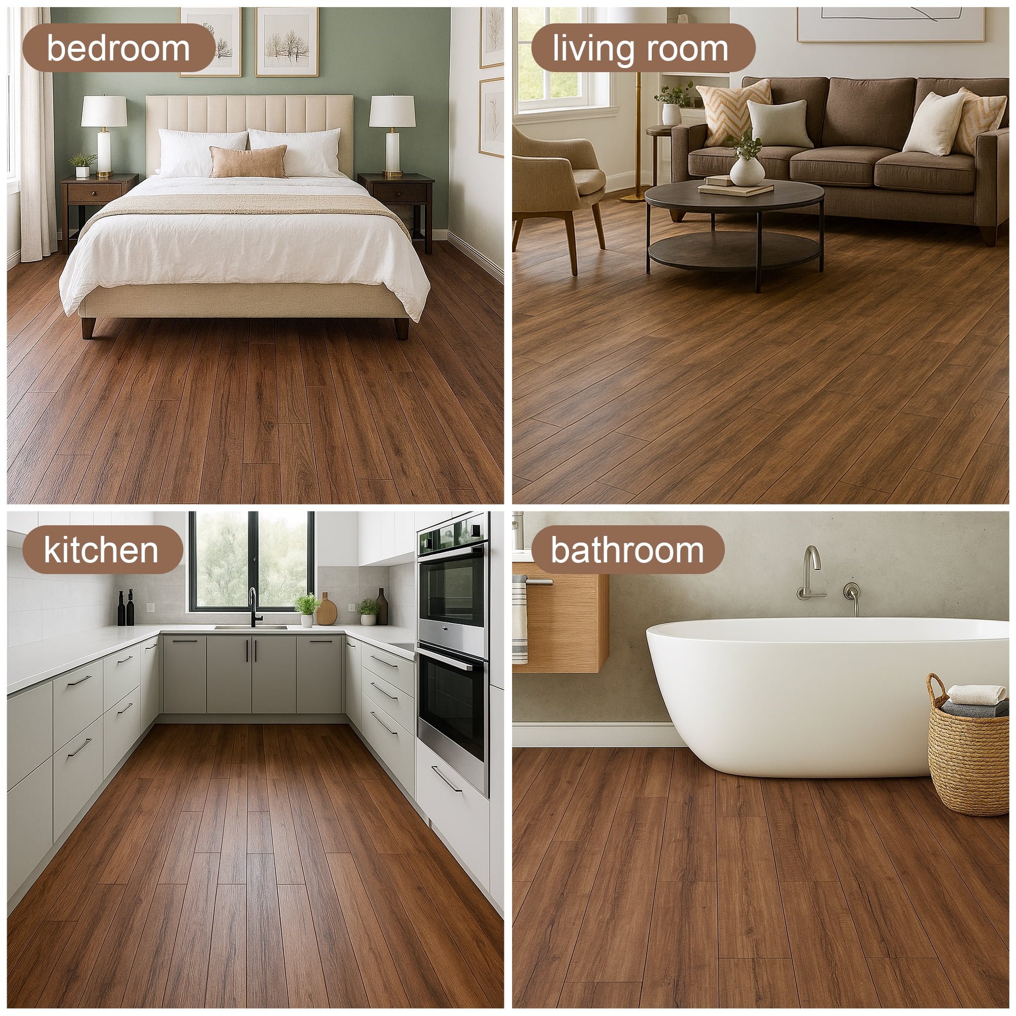 6''W x 36''L Peel & Stick, Vinyl Plank Flooring, Wood Grain, Self-adhesive And Waterproof Tile Sticker, DIY Stickers-for Decorating Living Rooms, Bedrooms, Offices,,54pcs (cover 81 Sq. ft)