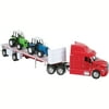 NewRay 1:32 Scale Peterbilt 387 Flatbed w/Farm Tractors Red