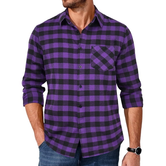 COOFANDY Mens Button Down Long Sleeve Shirts Jacket Slim Fit Flannel Shirt Casual Plaid Shirt