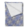 thumbnail image 2 of Moroccan Soft Flannel Fleece Throw Blanket, Geometric Tile Squares with Middle Eastern Azulejo Design, Cozy Plush for Indoor and Outdoor Use, 50" x 60", Violet Blue Black Cream, by Ambesonne, 2 of 5