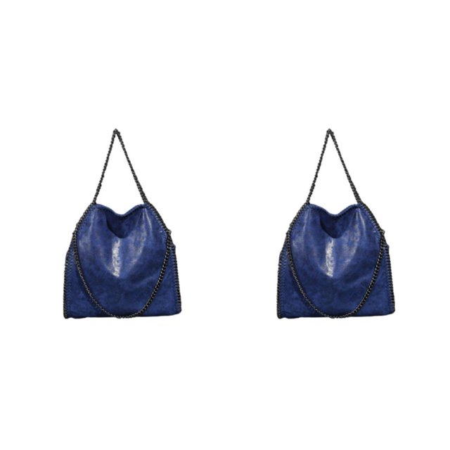 kurtrusly 1/2/3 Wide Application Convenient And Practical Chain Handbag For Women - Foldable Shoulder Bag Fashion PU Chain Shoulder Bag blue 2PCS