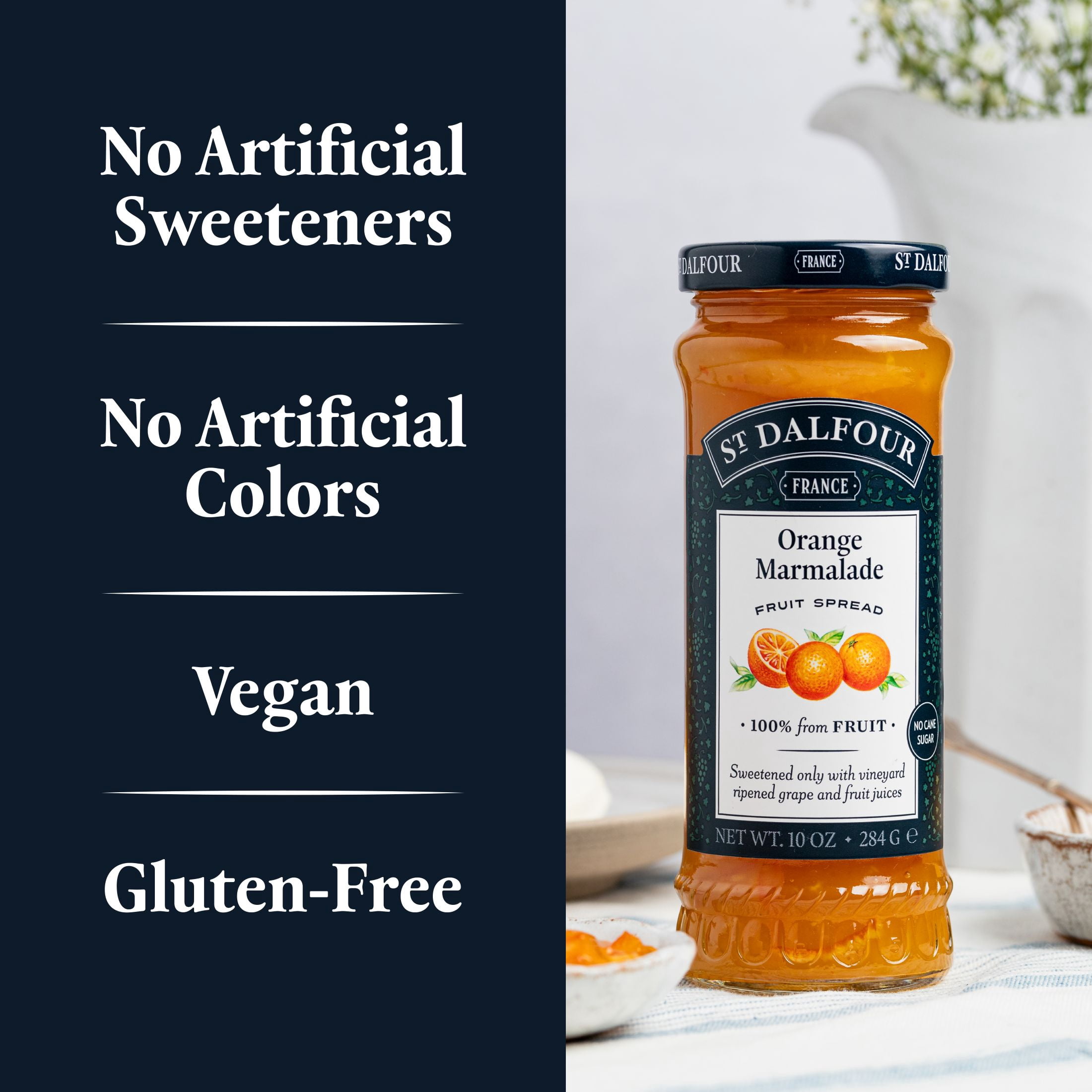 (2 pack) St. Dalfour Orange Marmalade Fruit Spread, 100% from Fruit, Vegan & Gluten Free, 10 oz Jar